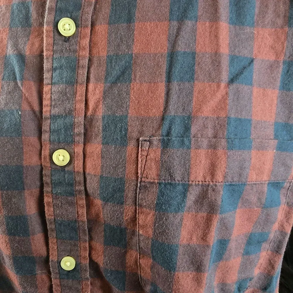 Banana Republic Shirt Mens Large Red Blue Plaid Button Up Long Sleeve Untucked